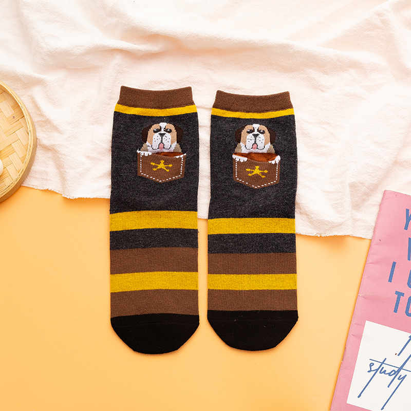 Cartoon Men And Women Cotton Socks In Tube Socks Cute Animal Socks Student Pocket Socks